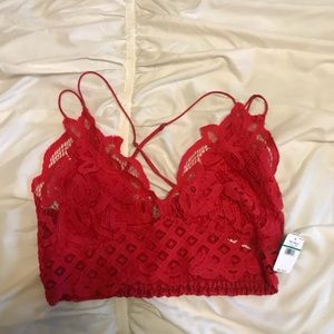 Free People Red Adella Bralette